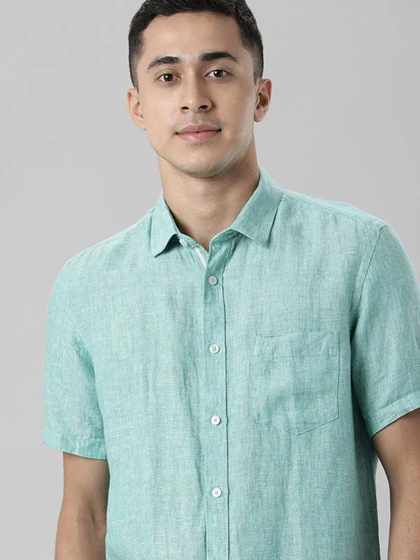 Men's Solid Half Sleeves Linen Shirt