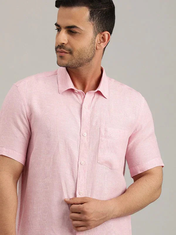 Men's Solid Half Sleeves Linen Shirt
