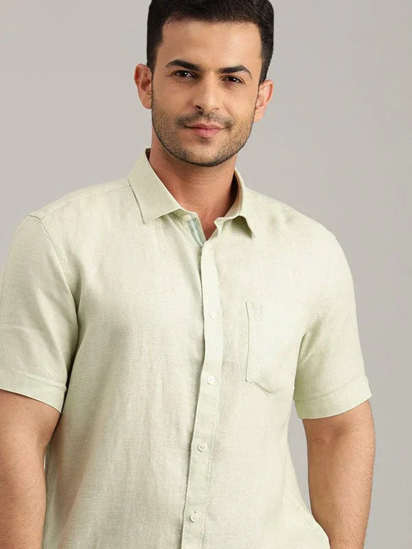 Men's Solid Half Sleeves Linen Shirt
