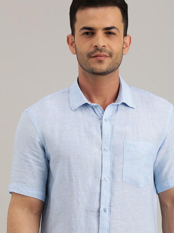 Men's Solid Half Sleeves Linen Shirt