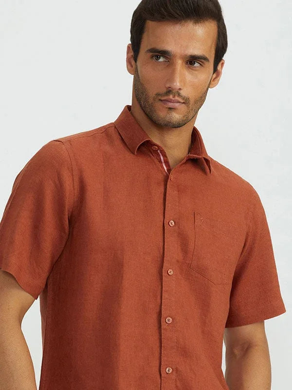 Men's Solid Half Sleeves Linen Shirt