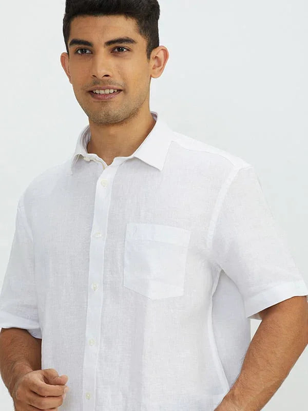 Men's Solid Half Sleeves Linen Shirt