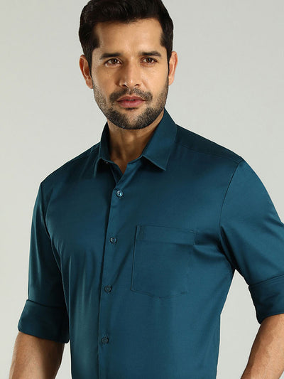 Men Solid Full Sleeve Cotton Blend Shirt