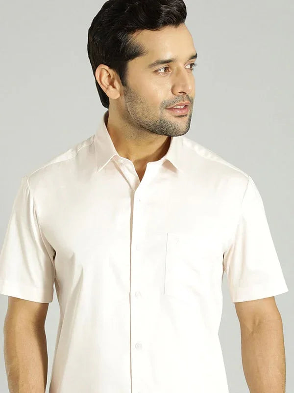 Men's Solid Half Sleeves Cotton Blend Shirt