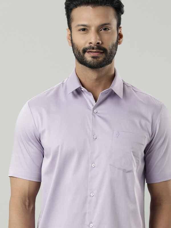 Men's Solid Half Sleeves Cotton Blend Shirt