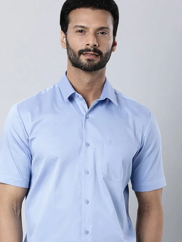 Men's Solid Half Sleeves Cotton Blend Shirt