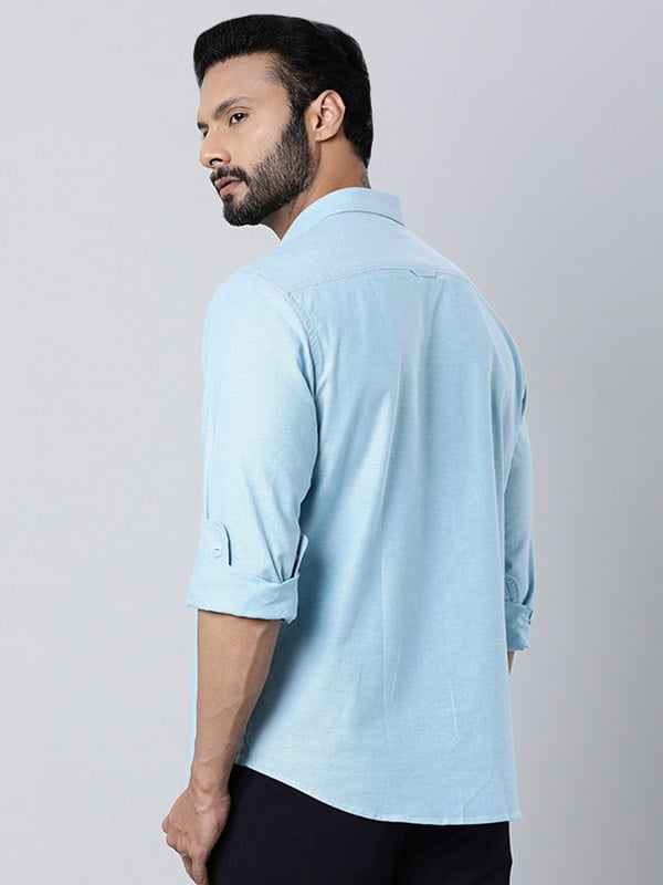 Buy Men's Solid Full Sleeve Cotton Stretch Shirt Online