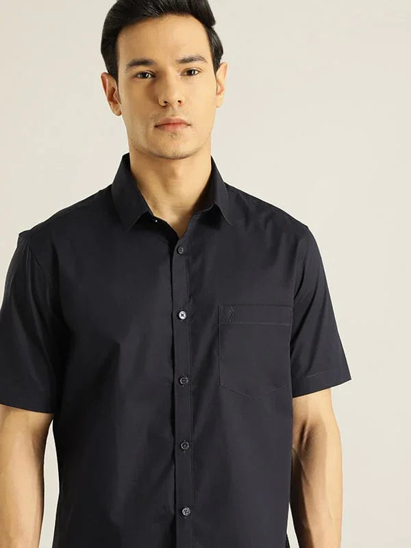 Solid Half Sleeve Cotton Shirt