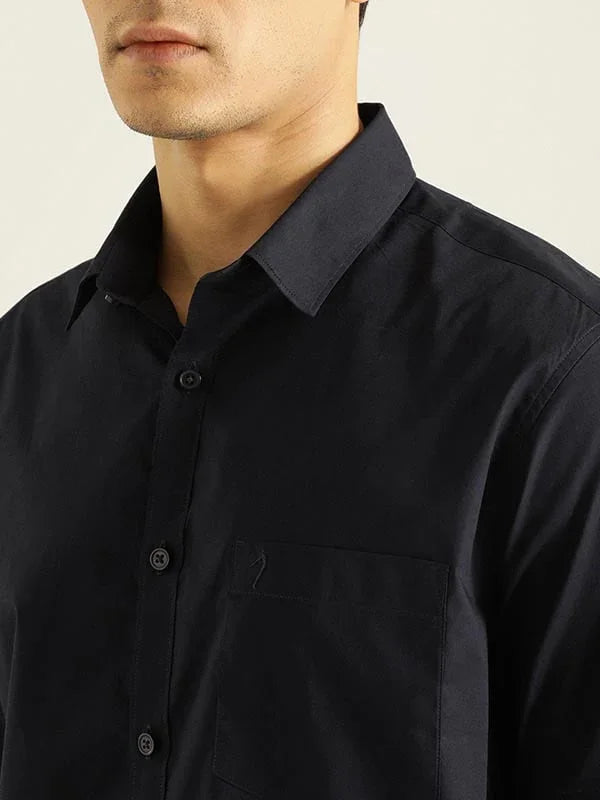 Solid Half Sleeve Cotton Shirt