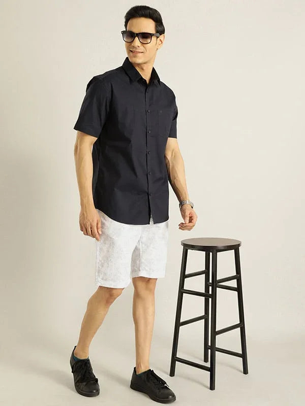 Solid Half Sleeve Cotton Shirt