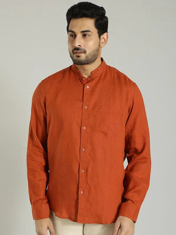 Men's Solid Full Sleeves Linen Shirt