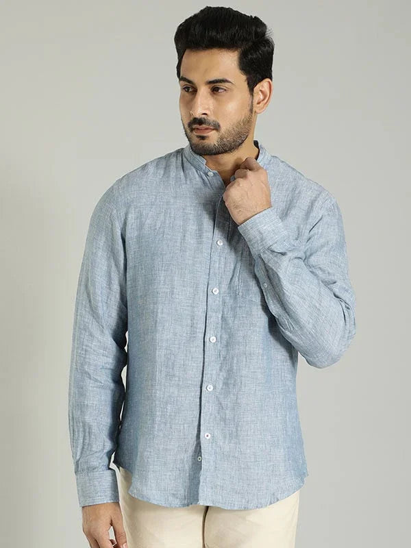 Men's Solid Full Sleeves Linen Shirt