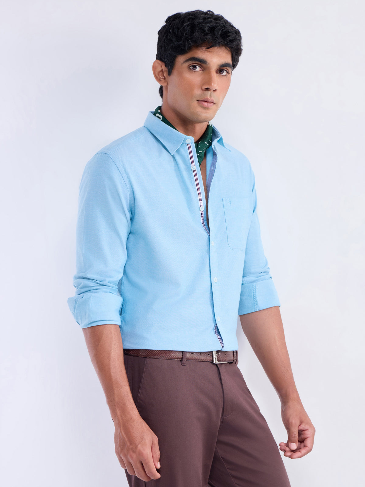 Solid Regular Fit Shirt - Aqua t4option_0