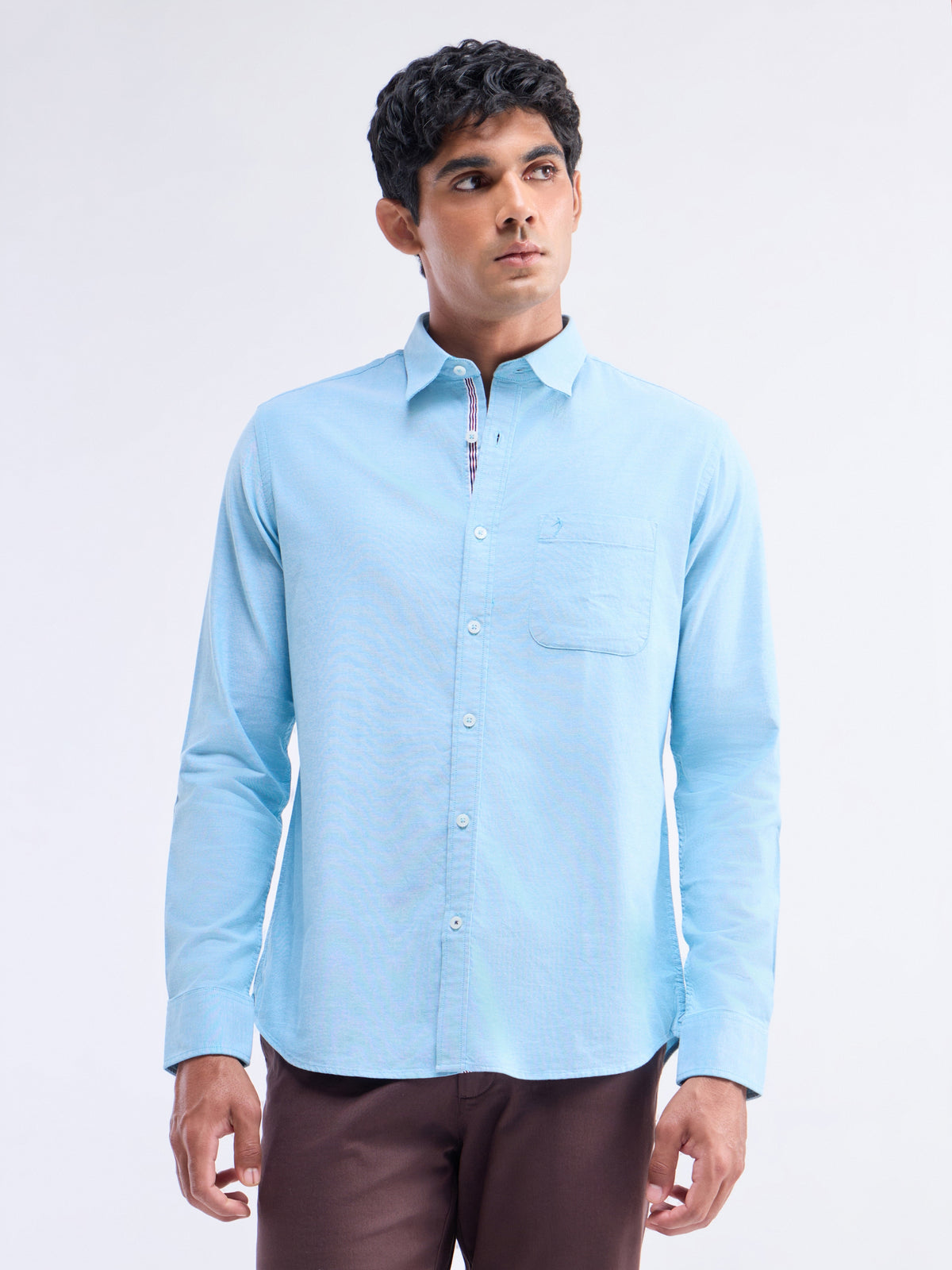 Solid Regular Fit Shirt - Aqua t4option_0