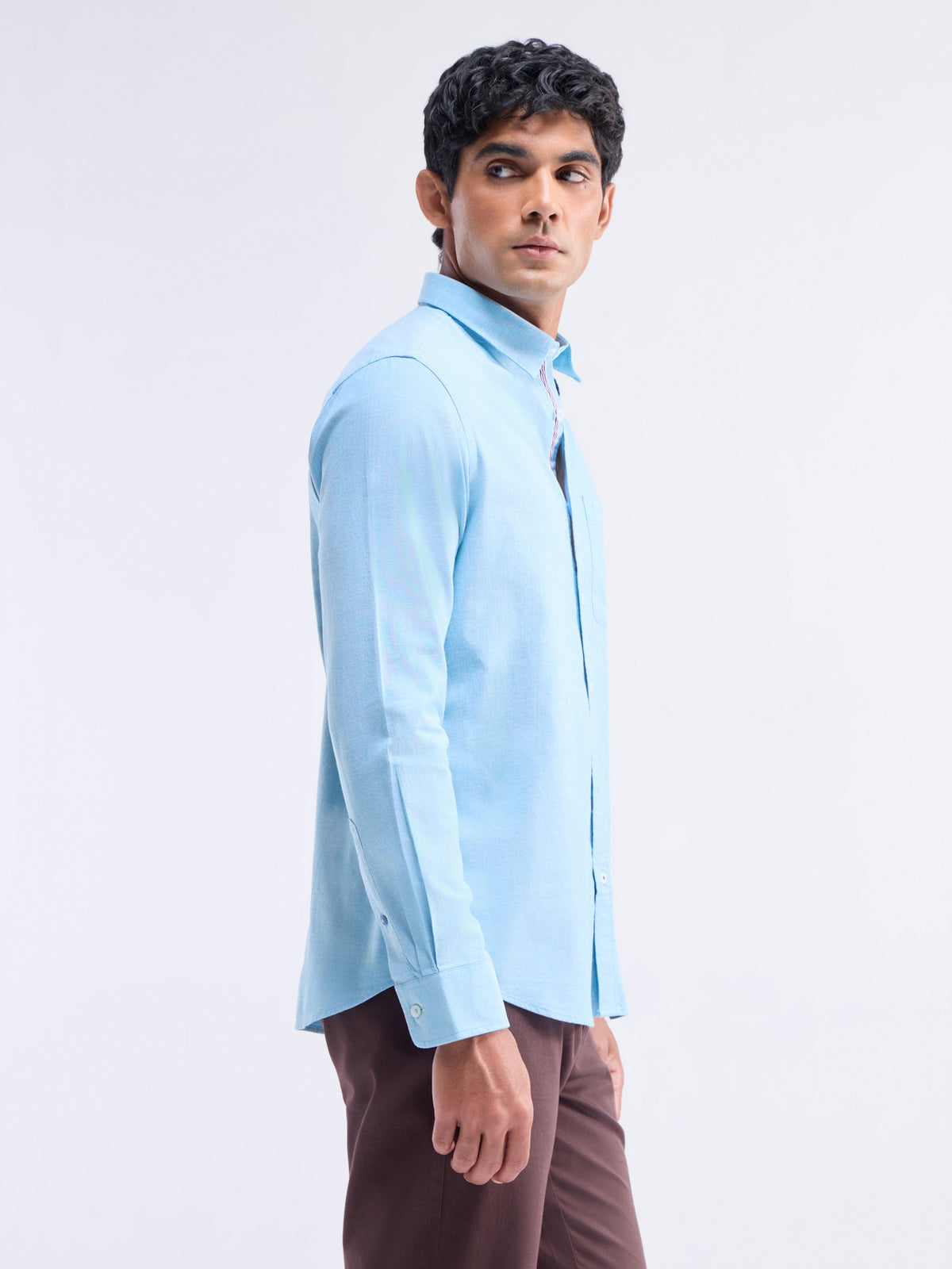 Solid Regular Fit Shirt - Aqua t4option_0