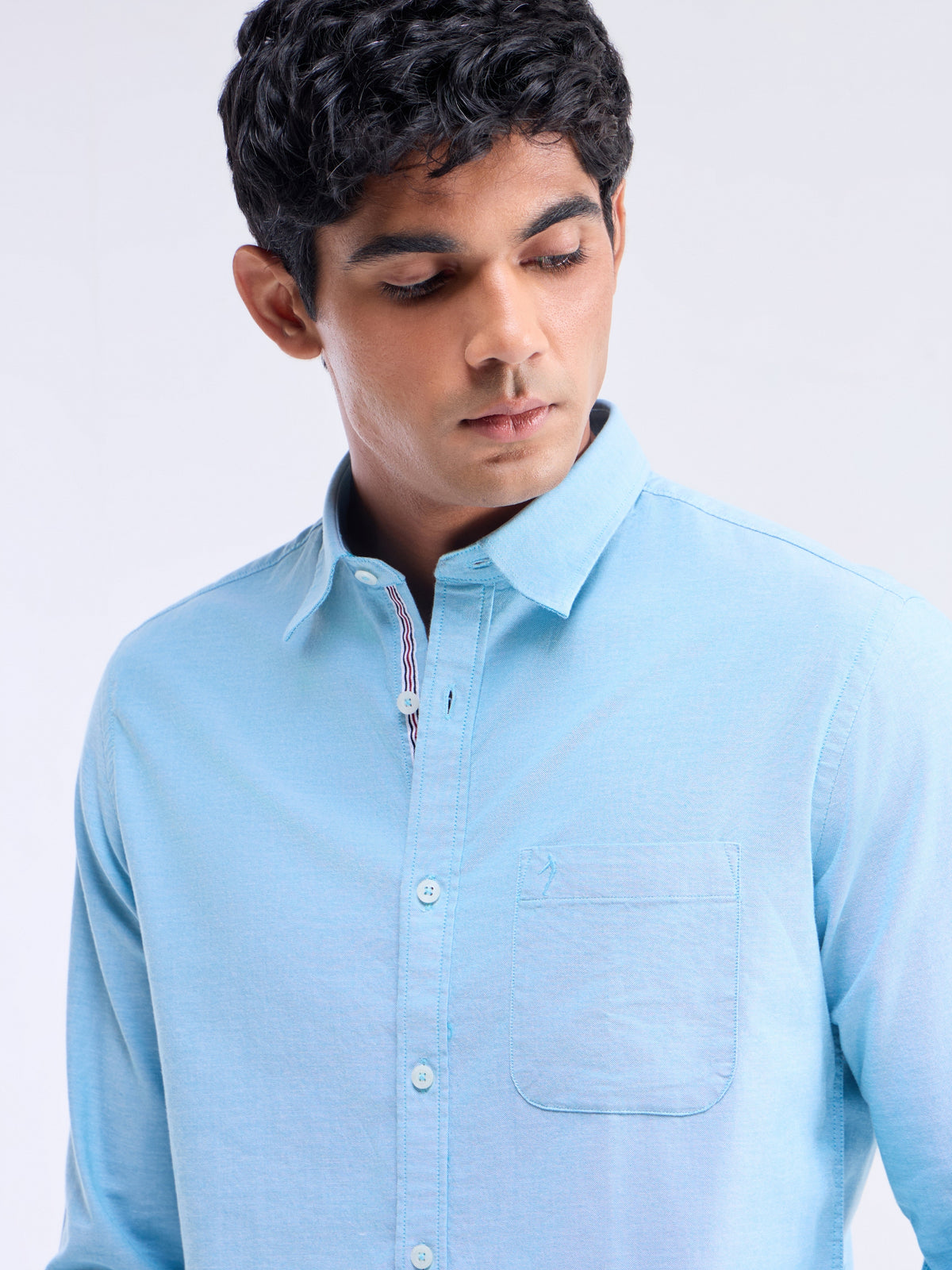 Solid Regular Fit Shirt - Aqua t4option_0