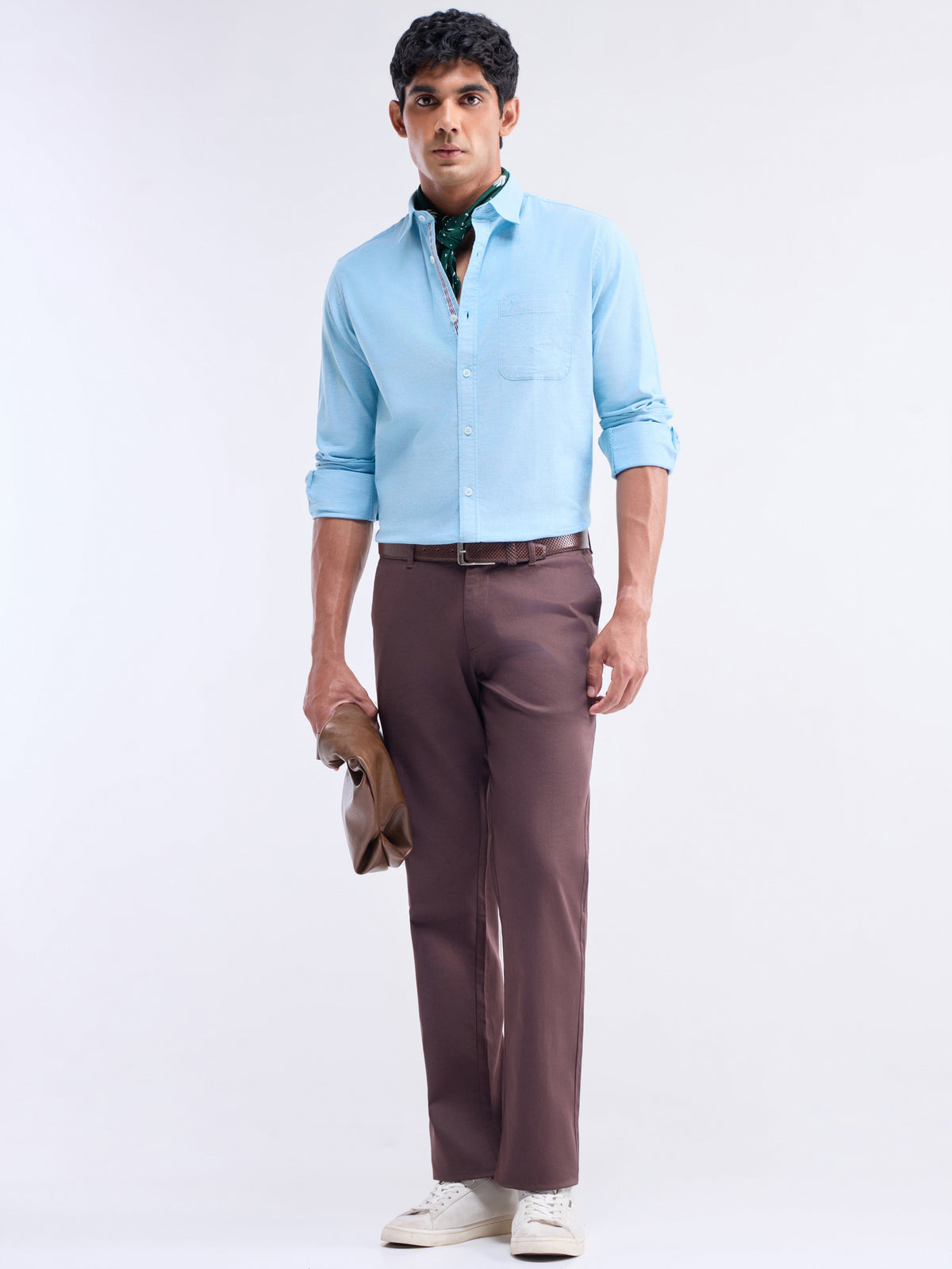 Solid Regular Fit Shirt - Aqua t4option_0