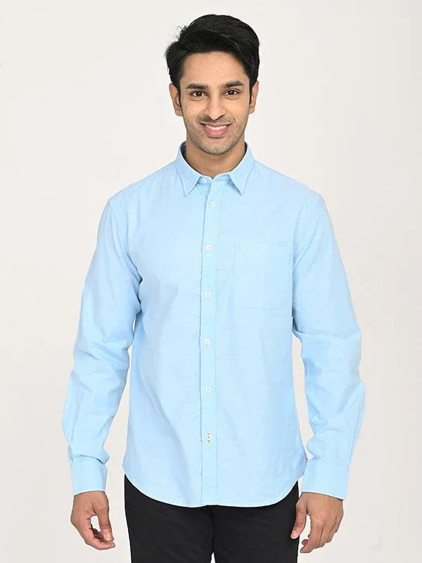 Men's Solid Full Sleeves Cotton Stretch Shirt Indian Terrain Fashions Limited