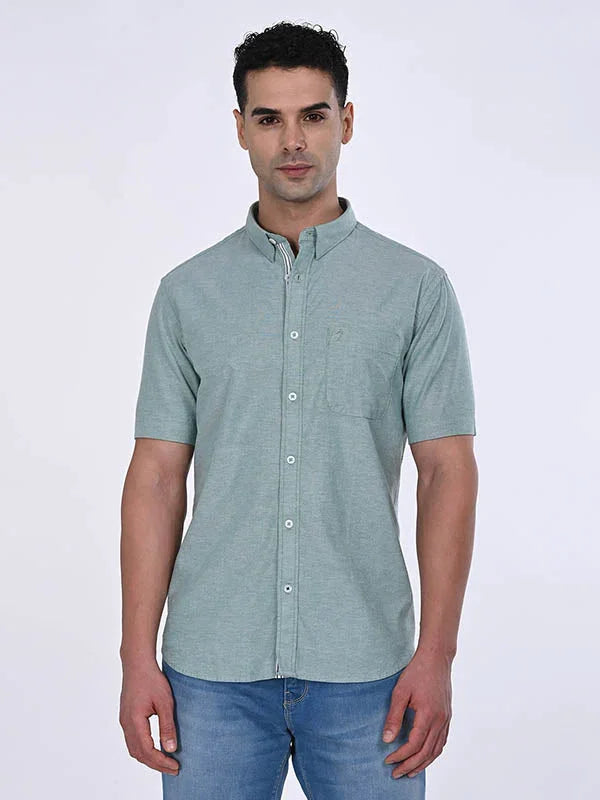 Men's Solid Half Sleeves Cotton Stretch Shirt Indian Terrain Fashions Limited