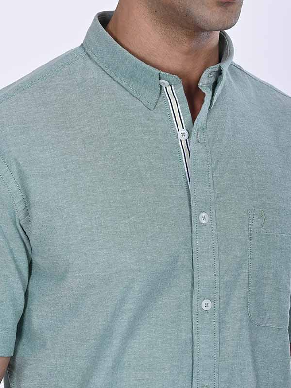 Men's Solid Half Sleeves Cotton Stretch Shirt Indian Terrain Fashions Limited