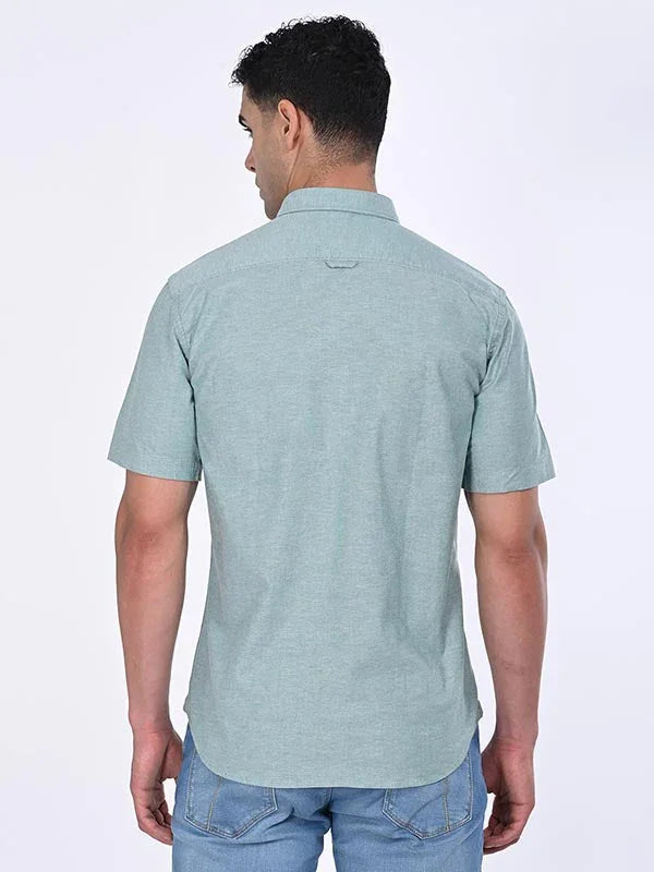 Men's Solid Half Sleeves Cotton Stretch Shirt Indian Terrain Fashions Limited