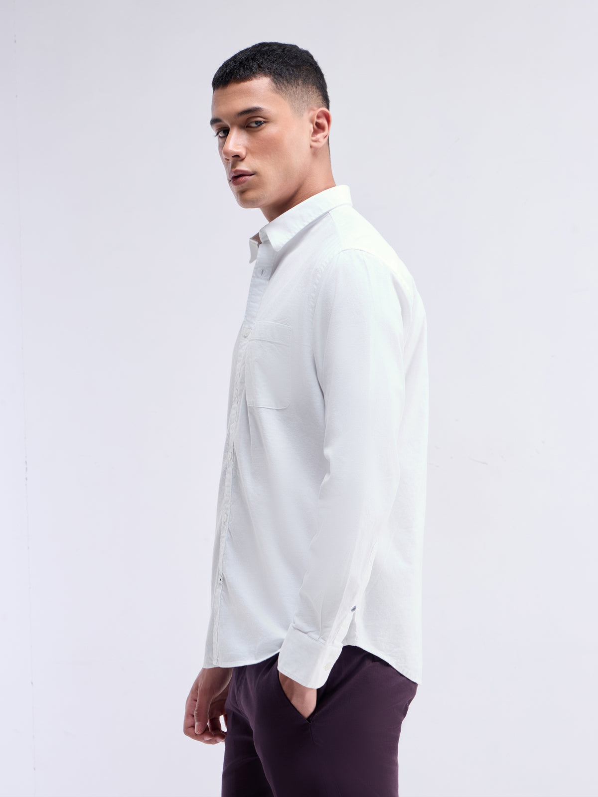 Solid Regular Fit Shirt - White t4option_4
