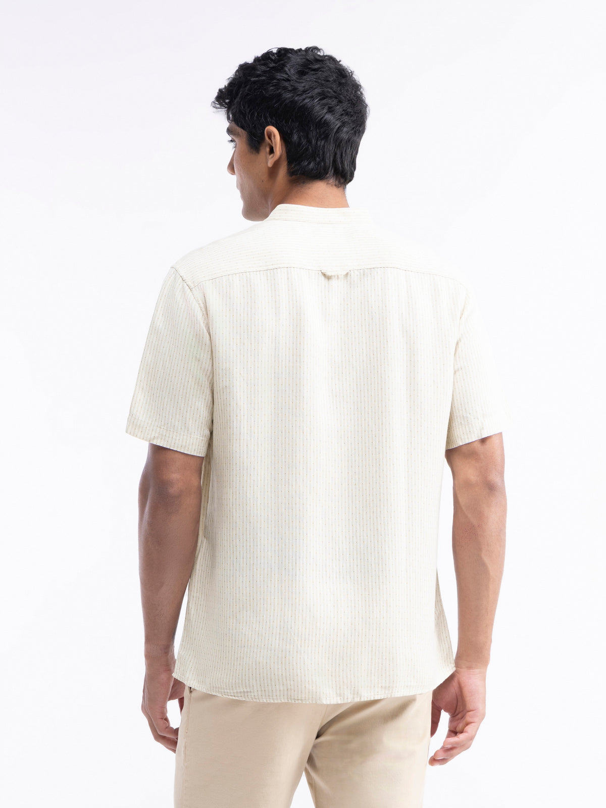 Ecru Printed Regular Fit Shirt - Ecru t4option_0