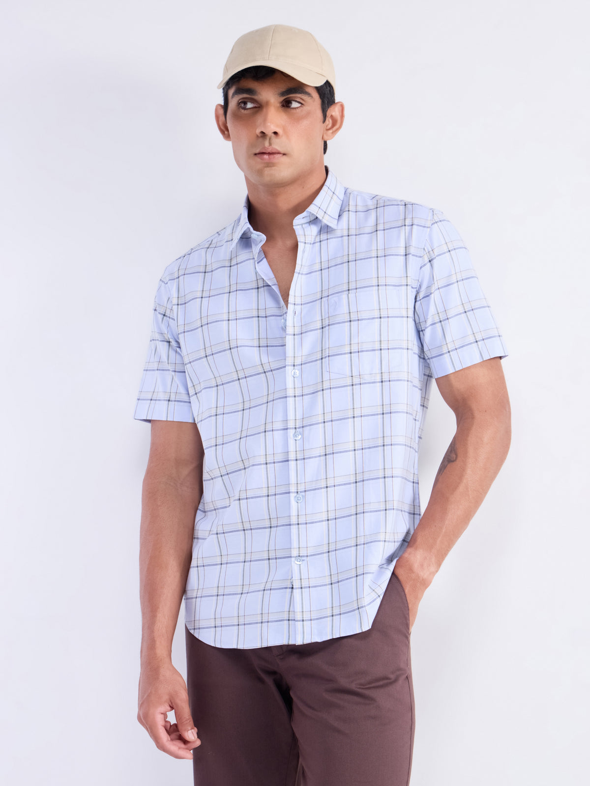 check Regular Fit Shirt - Sky t4option_1
