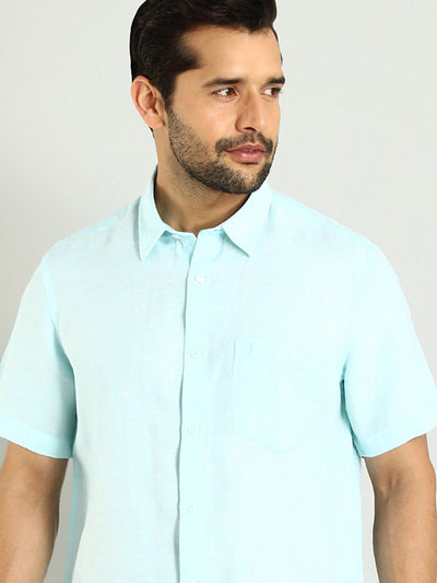 Men Solid Half Sleeve Linen Shirt