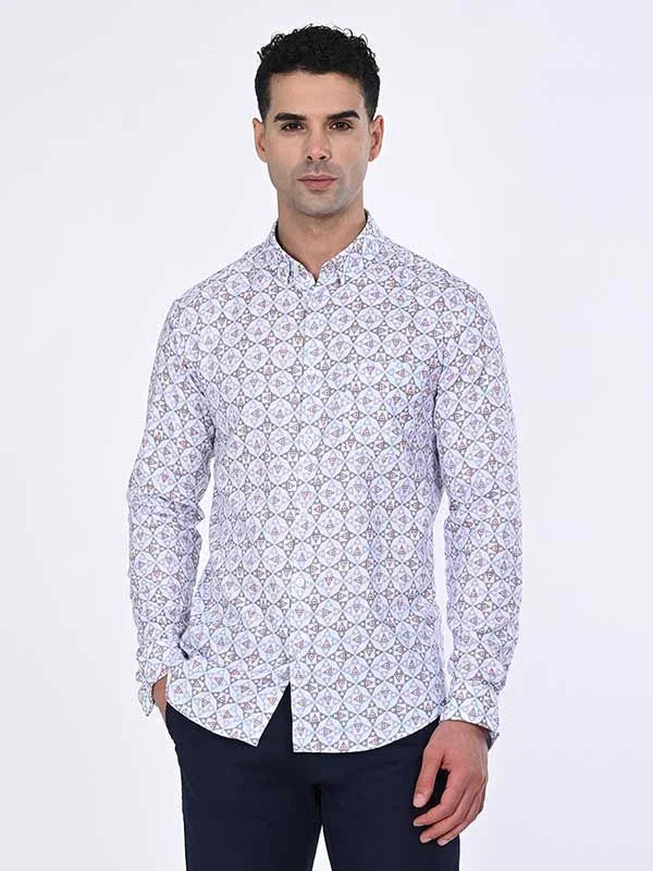 Men's Printed Full Sleeves Cotton Blend Shirt