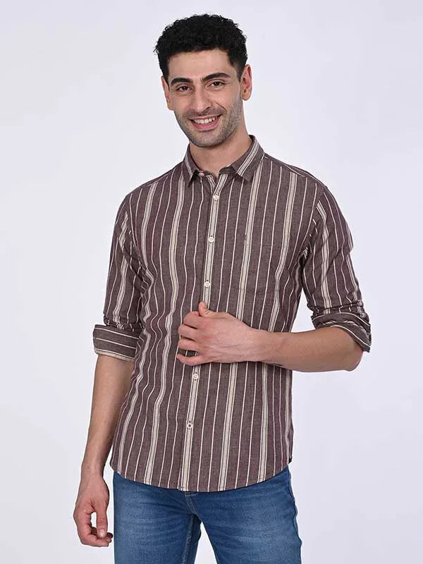 Men's Striped Full Sleeves Cotton Shirt