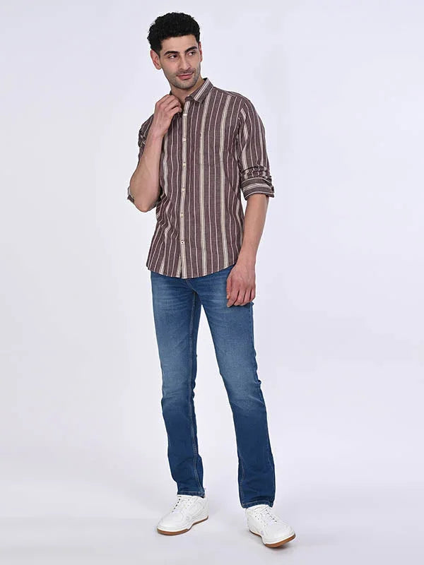 Men's Striped Full Sleeves Cotton Shirt
