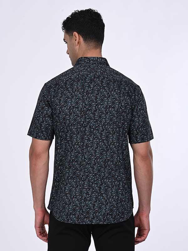 Men's Printed Half Sleeves Cotton Stretch Shirt