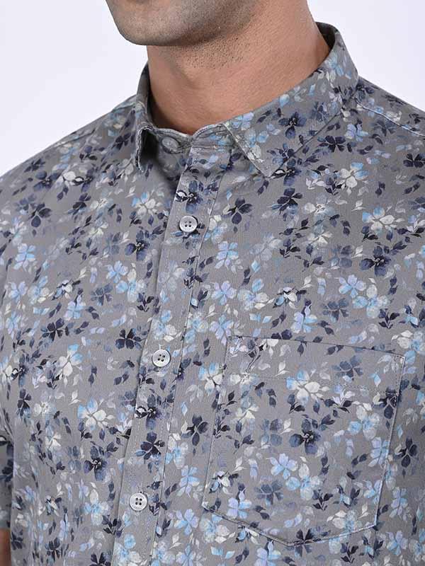 Men's Printed Half Sleeves Cotton Stretch Shirt Indian Terrain Fashions Limited