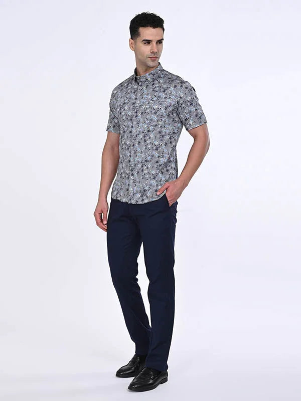 Men's Printed Half Sleeves Cotton Stretch Shirt Indian Terrain Fashions Limited