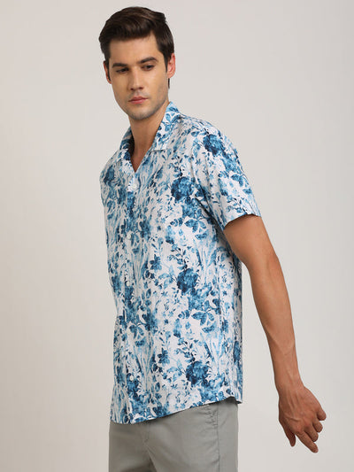 Men Printed Half Sleeve Cotton Shirt