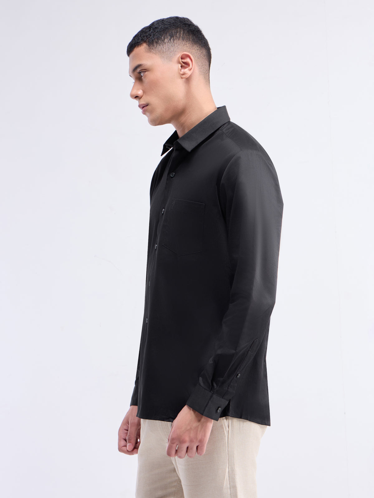 Solid Regular Fit Shirt - Black t4option_0