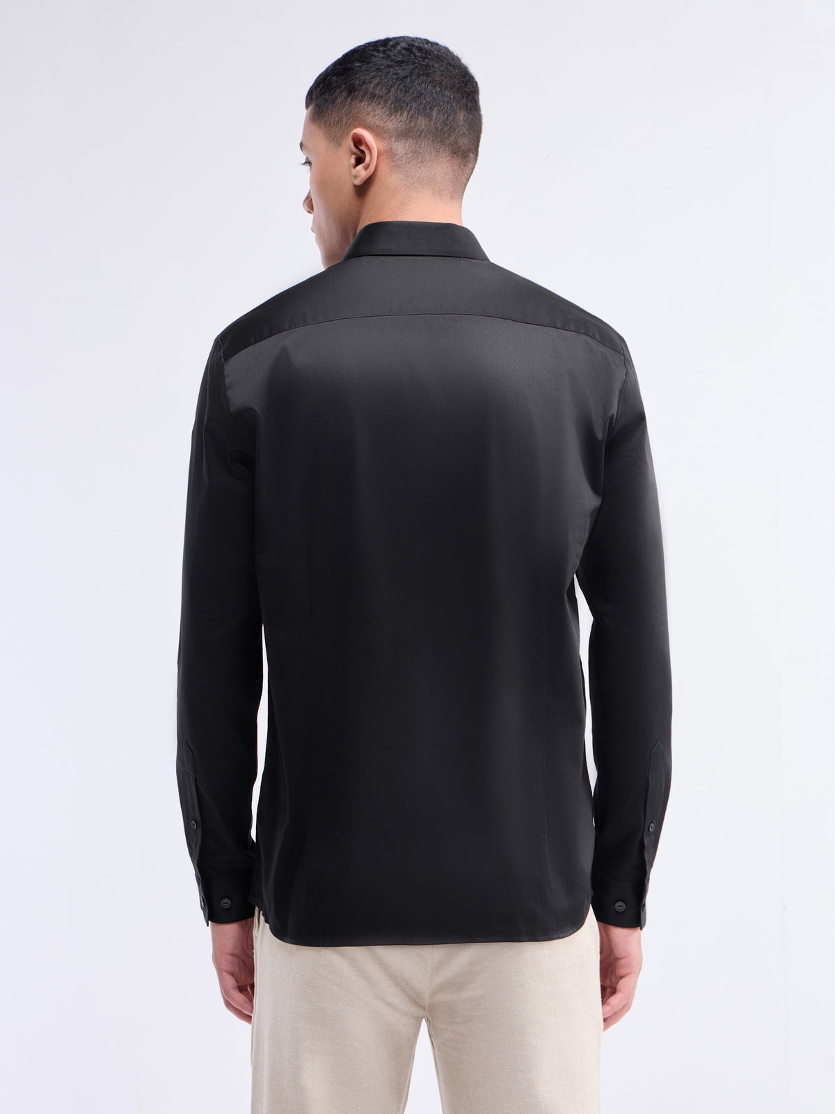 Solid Regular Fit Shirt - Black t4option_0