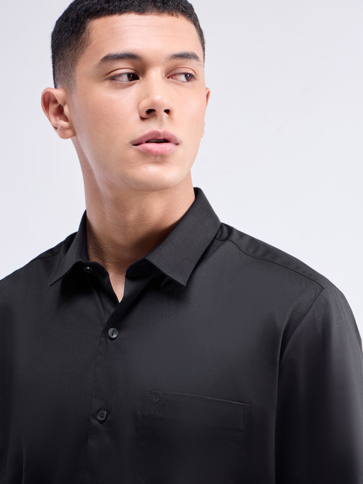 Solid Regular Fit Shirt - Black t4option_0