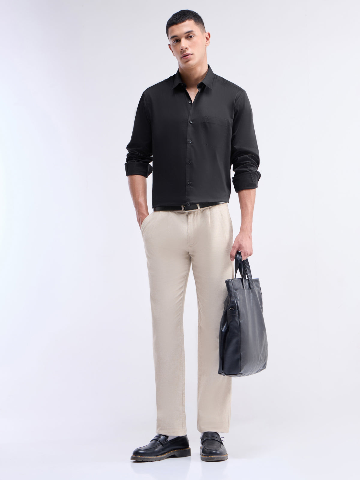 Solid Regular Fit Shirt - Black t4option_0
