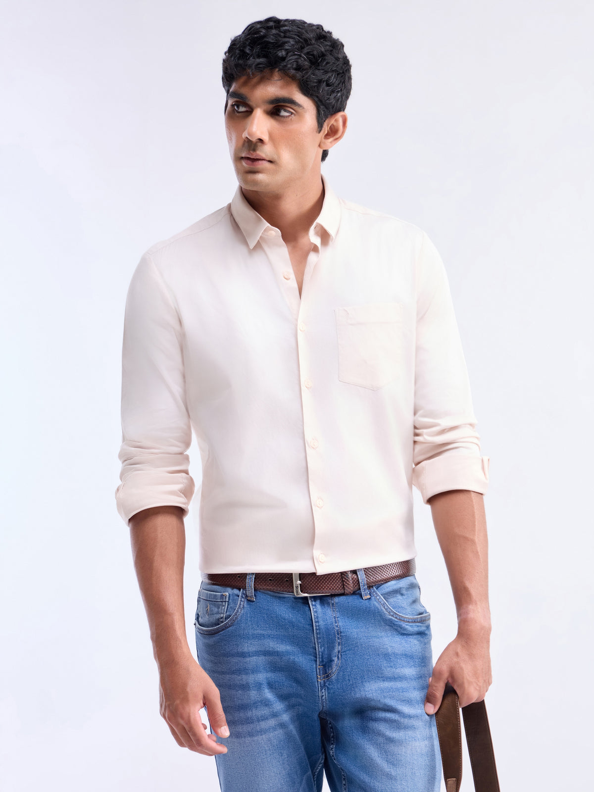 Solid Regular Fit Shirt - Coral t4option_1