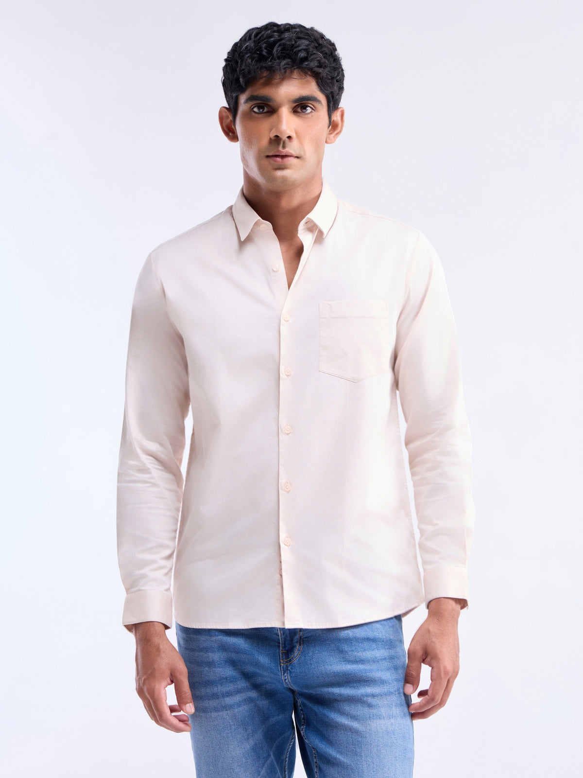 Solid Regular Fit Shirt - Coral t4option_1
