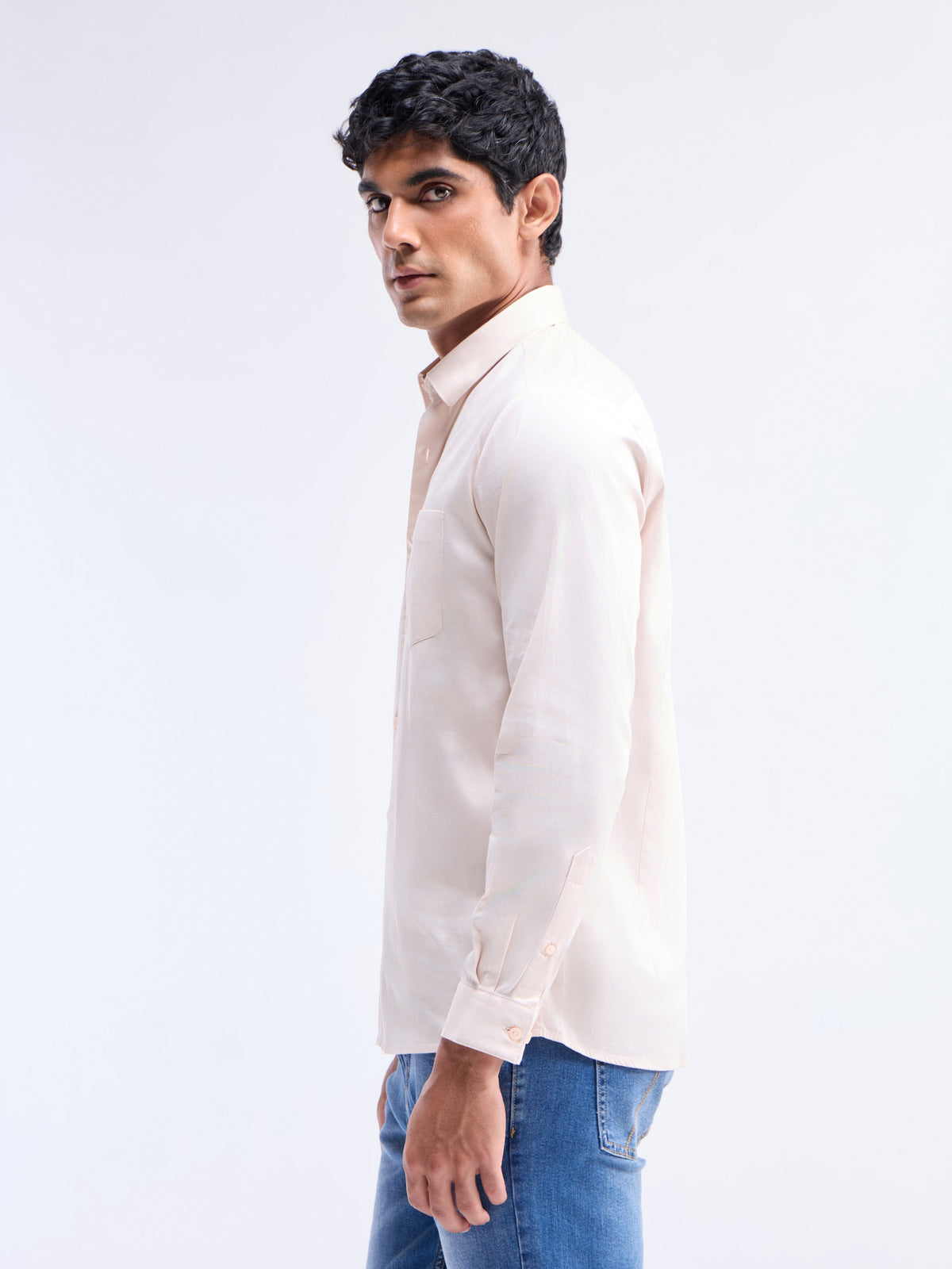 Solid Regular Fit Shirt - Coral t4option_1