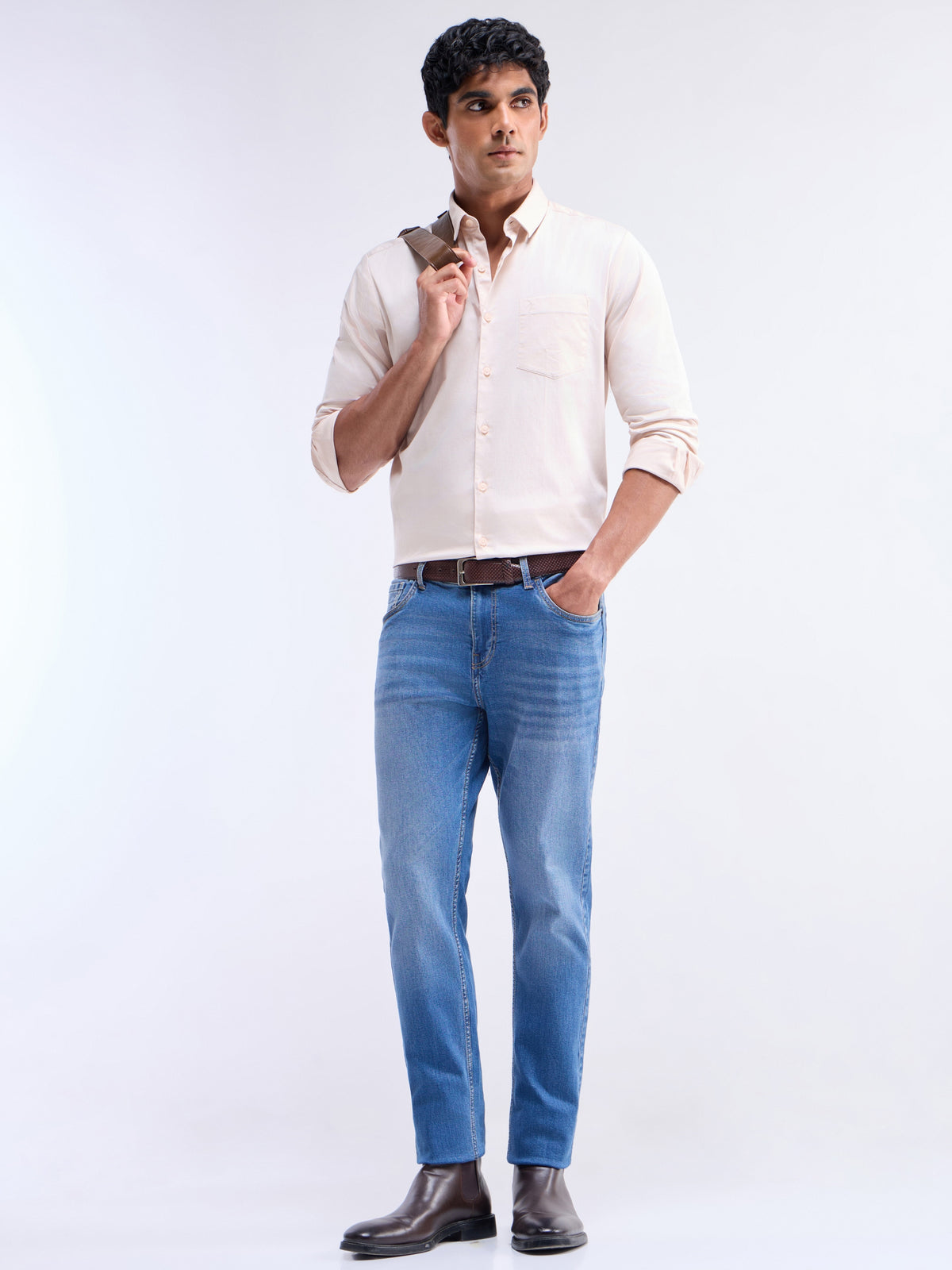 Solid Regular Fit Shirt - Coral t4option_1