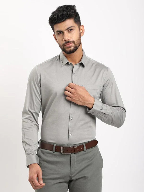 Men's Solid Full Sleeves Cotton Stretch Shirt
