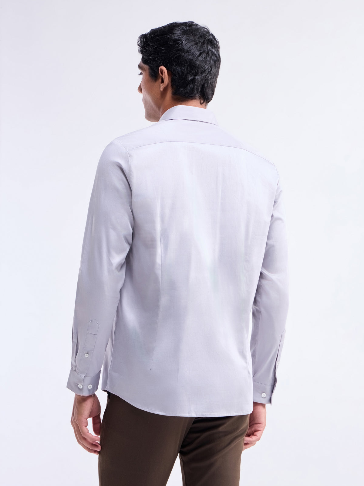 Solid Regular Fit Shirt - Light Grey t4option_3