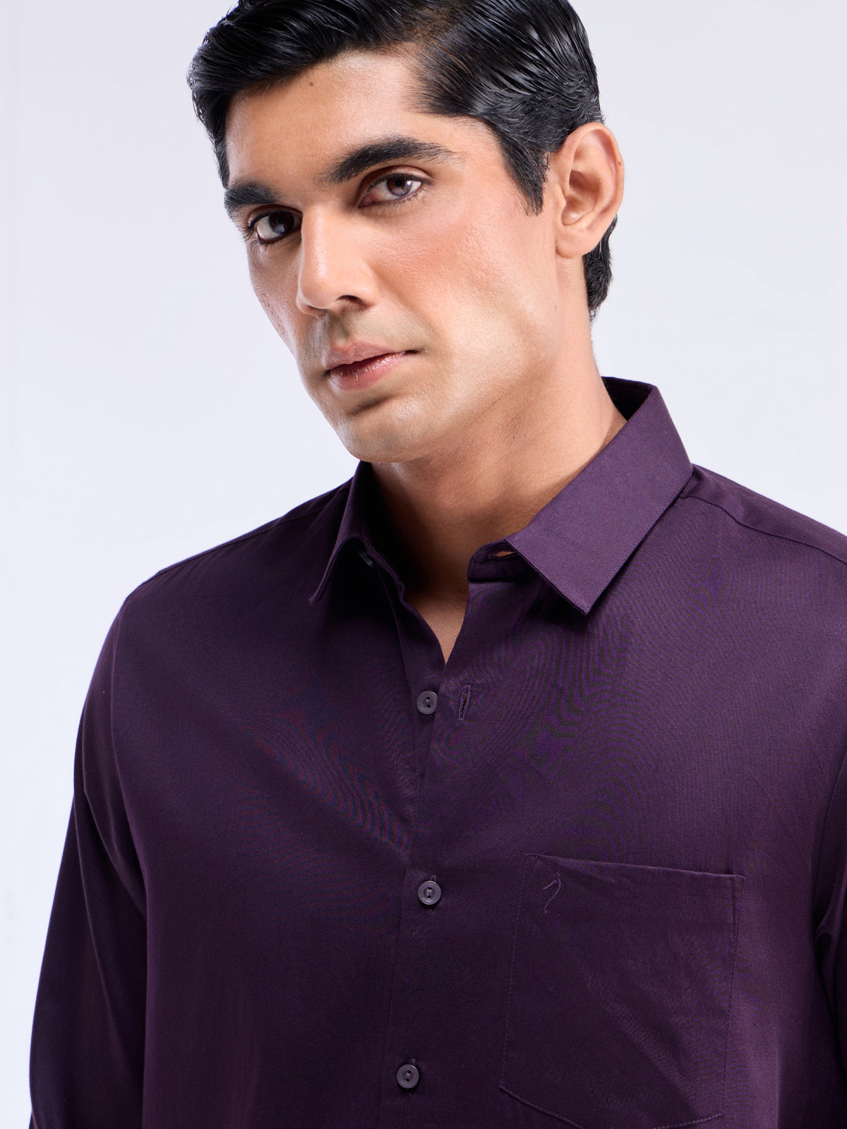 Solid Regular Fit Shirt - Plum t4option_7