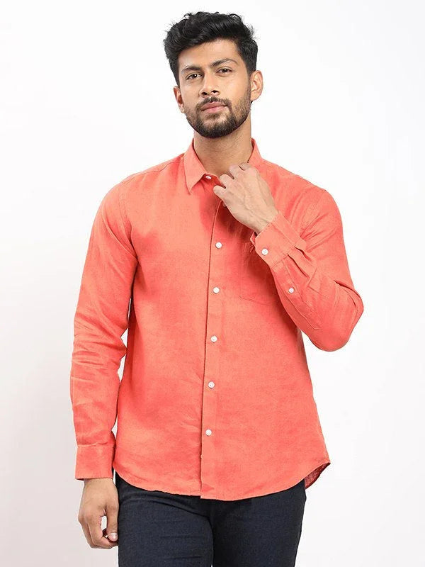 Men's Solid Full Sleeves Linen Shirt