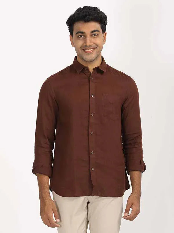 Men's Solid Full Sleeves Linen Shirt
