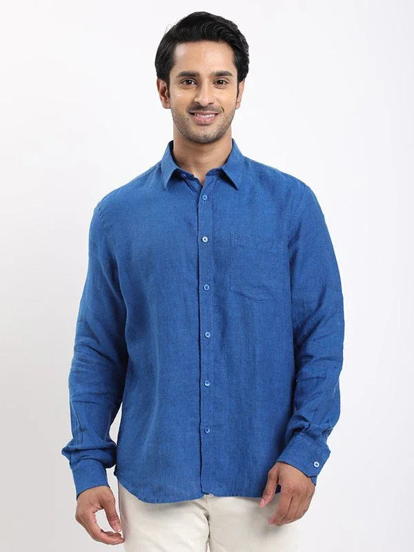 Men's Solid Full Sleeves Linen Shirt